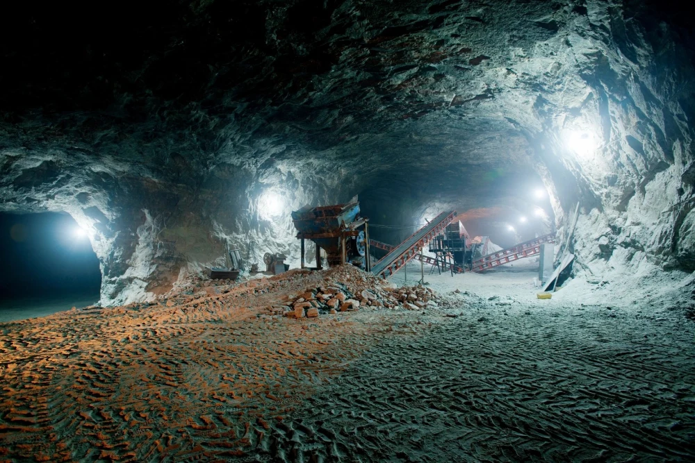 A large cave with people in it