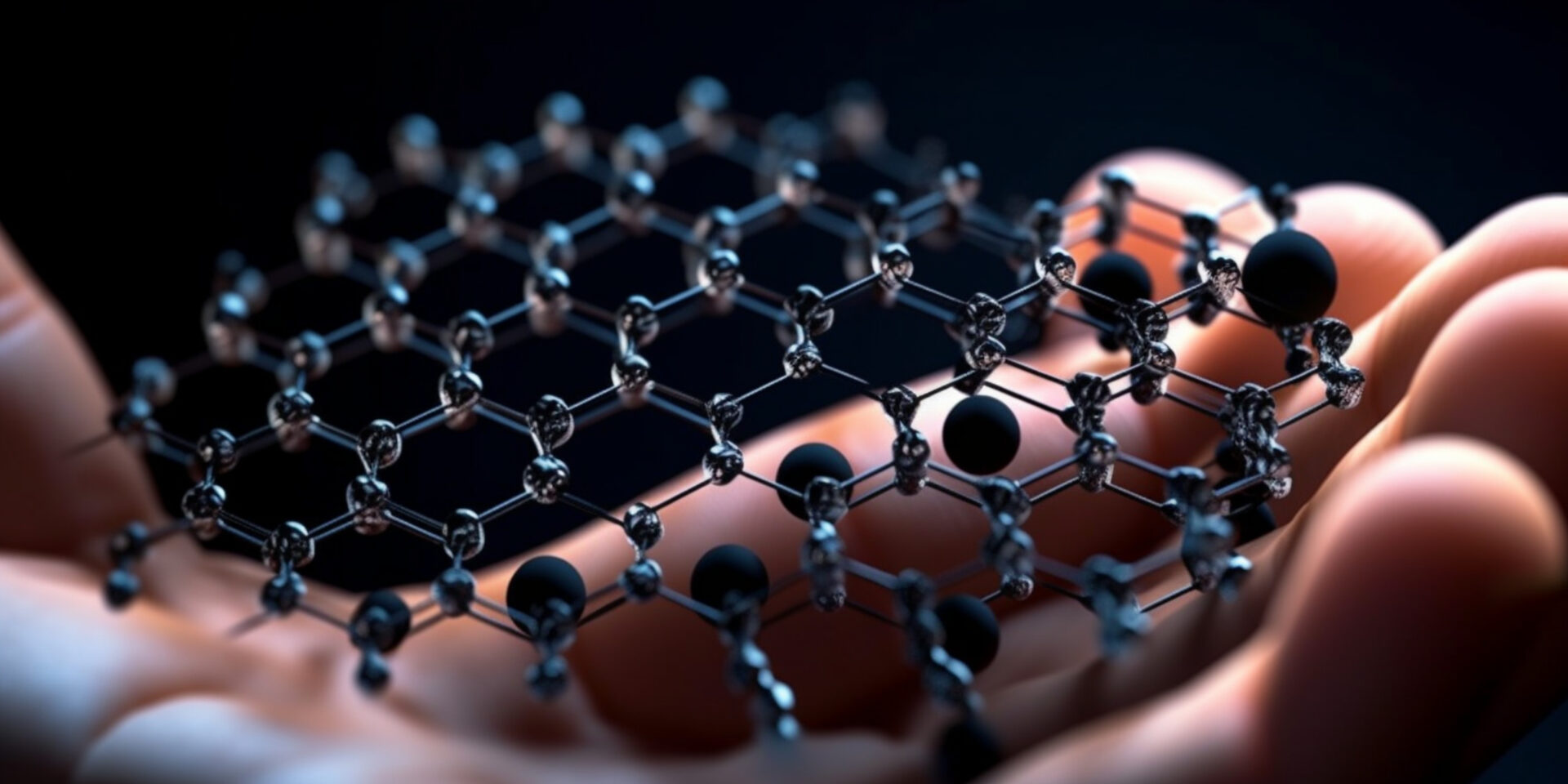 A close up of the graphene structure on top of a hand.